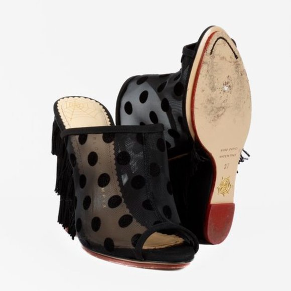 Charlotte Olympia Black Polka Dot Fringe Wedges - Picture 4 of 9